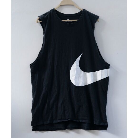 Nike The Nike Tee Men's Size Large Sleeveless Muscle Tank Top Black Swoosh Logo - Picture 1 of 6